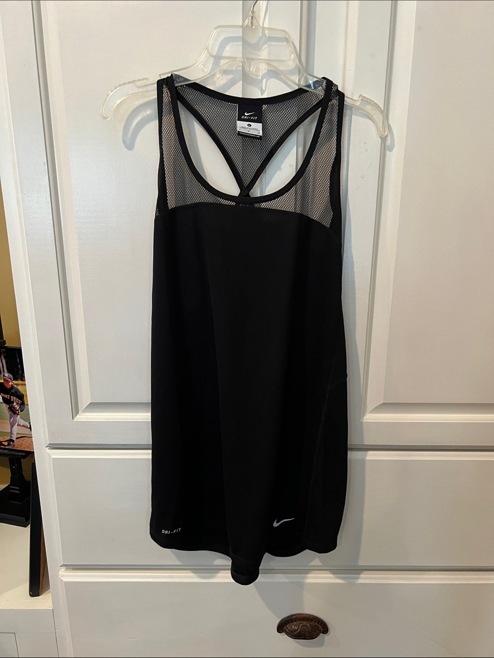 Nike Black womens Large dry fit Mesh Racerback Workout Tank like new